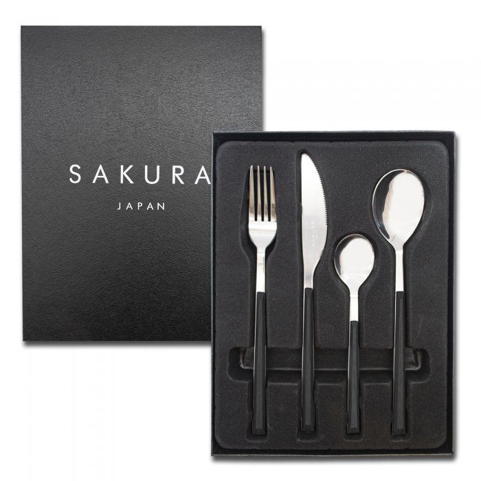 Set De Cubiertos 24 Piezas Sakura Black