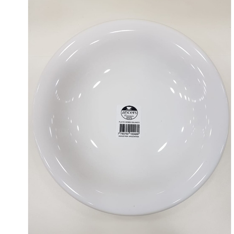 Plato De Ceramica Hondo Blanco  