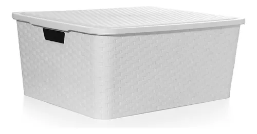 Canasto Organizador Símil Rattan Blanco 38x27x19cm