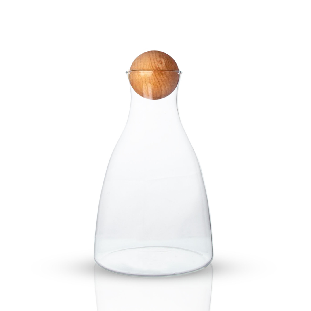 Botella De Vidrio Con Tapa De Bamboo 1.7l