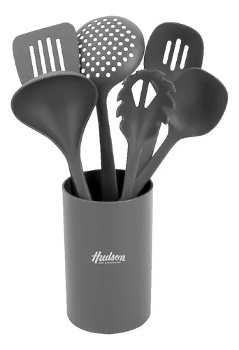 Set Hudson X6 Utensilios De Nylon Gris Oscuro Con Holder