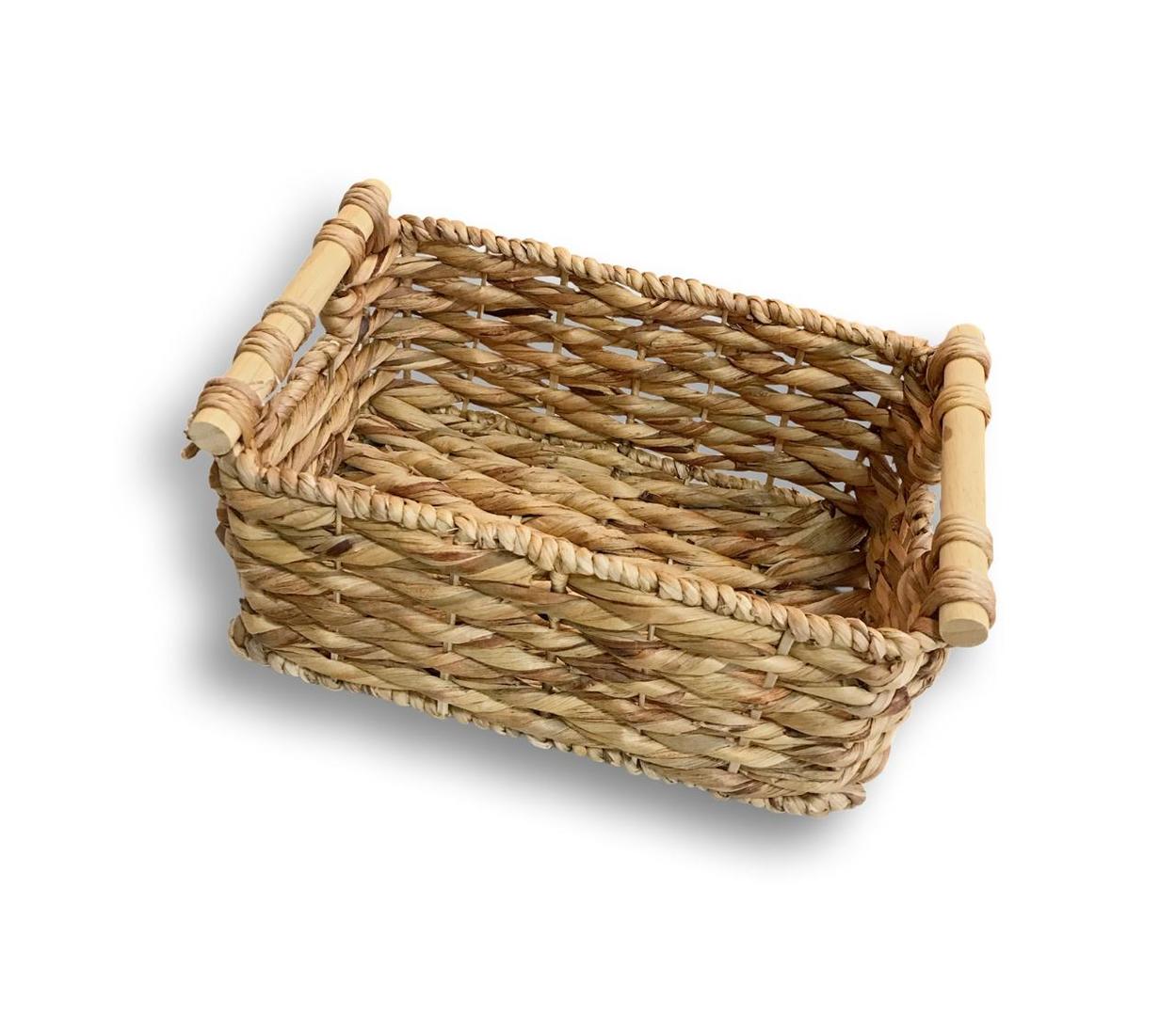 Canasto De Rattan Y Madera 40x27x19cm