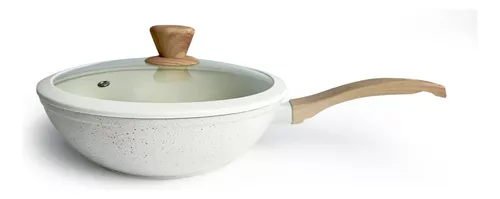 Wok Induccion Antiadherente 26 Cm Granito Crema Carol